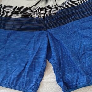 Joe Boxer board shorts Swim Trunks Sz 40 Blue Black White Striped